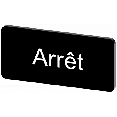 Labeling plate 12.5 x 27 mm, label black, labeling: Arret. 3SU19000AC160GB0