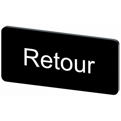 Labeling plate 12.5 x 27 mm, label black, labeling: RETOUR. 3SU19000AC160GF0