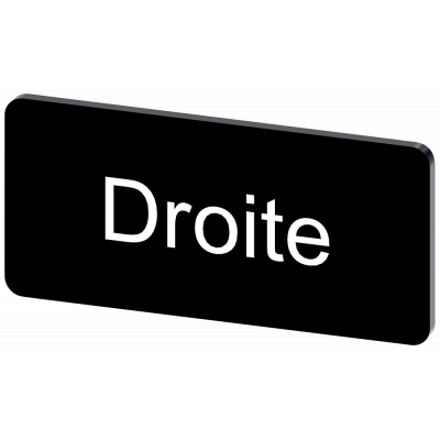 Labeling plate 12.5 x 27 mm, label black, labeling: DROITE. 3SU19000AC160GG0