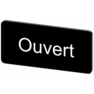 Labeling plate 12.5 x 27 mm, label black, labeling: OUVERT. 3SU19000AC160GJ0