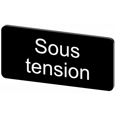 Labeling plate 12.5 x 27 mm, label black, labeling: SOUS TENSION. 3SU19000AC160GS0