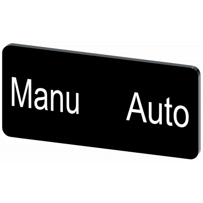 Labeling plate 12.5 x 27 mm, label black, labeling: Manu Auto. 3SU19000AC160GT0