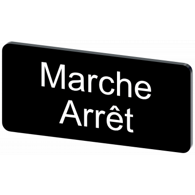 Labeling plate 12.5 x 27 mm, label black, labeling: Arret-Marche. 3SU19000AC160GU0