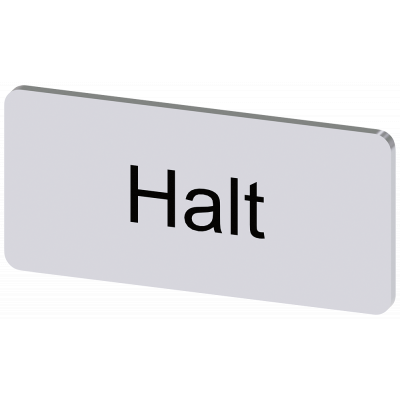 Labeling plate 12.5 x 27 mm, silver-colored label, labeling: Halt. 3SU19000AC810AK0