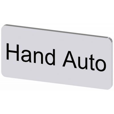 Labeling plate 12.5 x 27 mm, silver-colored label, labeling: Hand Auto. 3SU19000AC810DB0
