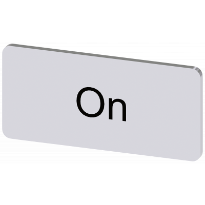 Labeling plate 12.5 x 27 mm, silver-colored label, labeling: On. 3SU19000AC810DJ0