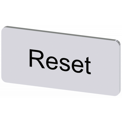 Labeling plate 12.5 x 27 mm, silver-colored label, labeling: Reset. 3SU19000AC810DU0