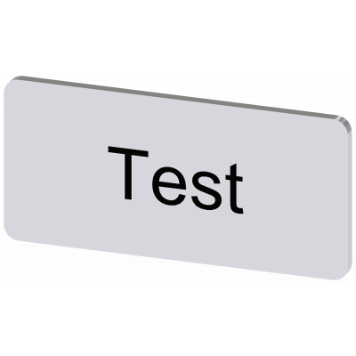 Labeling plate 12.5 x 27 mm, silver-colored label, labeling: Test. 3SU19000AC810DV0