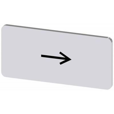 Labeling plate 12.5 x 27 mm, silver-colored label, icon: Arrow pointing to the right. 3SU19000AC810QR0