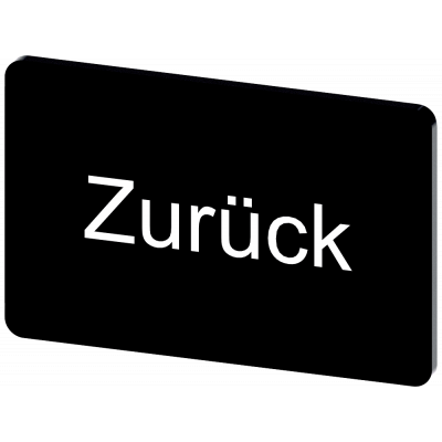 Labeling plate 17.5 x 27 mm, label black, labeling: Zurück. 3SU19000AD160AG0