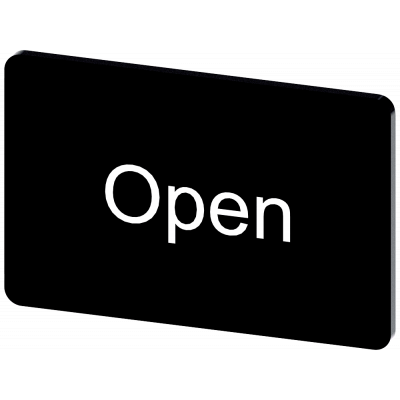 Labeling plate 17.5 x 27 mm, label black, labeling: Open. 3SU19000AD160DW0
