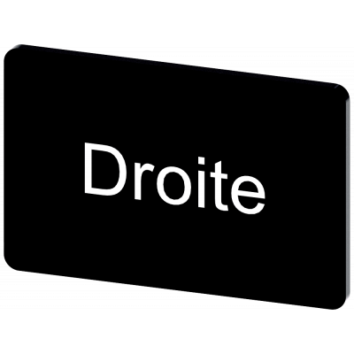 Labeling plate 17.5 x 27 mm, label black, labeling: DROITE. 3SU19000AD160GG0