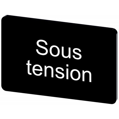 Labeling plate 17.5 x 27 mm, label black, labeling: SOUS TENSION. 3SU19000AD160GS0