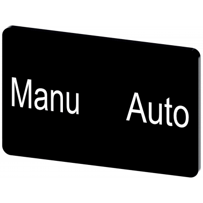 Labeling plate 17.5 x 27 mm, label black, labeling: Manu Auto. 3SU19000AD160GT0