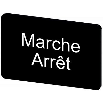 Labeling plate 17.5 x 27 mm, label black, labeling: Arret-Marche. 3SU19000AD160GU0