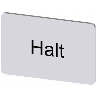 Labeling plate 17.5x27 mm, silver-colored label, labeling: Halt. 3SU19000AD810AK0