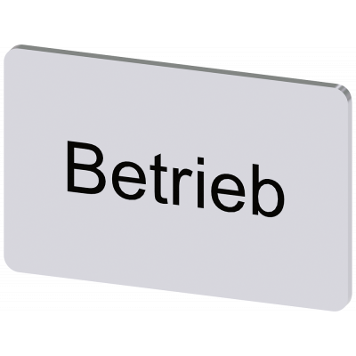 Labeling plate 17.5x27 mm, silver-colored label, labeling: Betrieb. 3SU19000AD810AP0