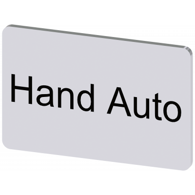 Labeling plate 17.5x27 mm, silver-colored label, labeling: Hand Auto. 3SU19000AD810DB0