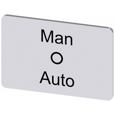 Labeling plate 17.5x27 mm, silver-colored label, labeling: Man-O-Auto. 3SU19000AD810DY0