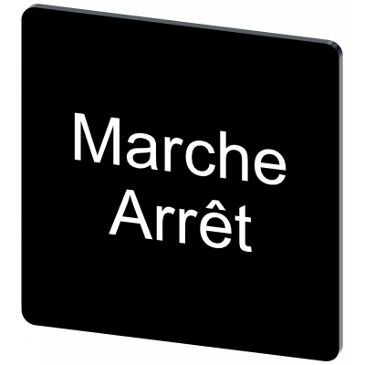 Labeling plate 27 x 27 mm, label black, labeling: Arret-Marche. 3SU19000AE160GU0