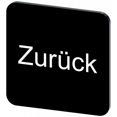 Labeling plate 22 x 22 mm, label black, labeling: Zurück. 3SU19000AF160AG0