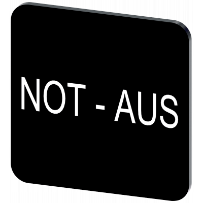Labeling plate 22 x 22 mm, label black, labeling: Not-Halt. 3SU19000AF160AS0