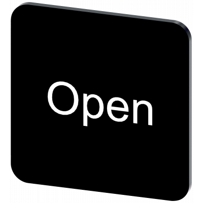 Labeling plate 22 x 22 mm, label black, labeling: Open. 3SU19000AF160DW0