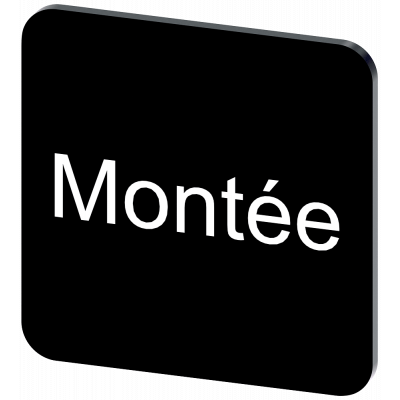 Labeling plate 22 x 22 mm, label black, labeling: Montee. 3SU19000AF160GC0