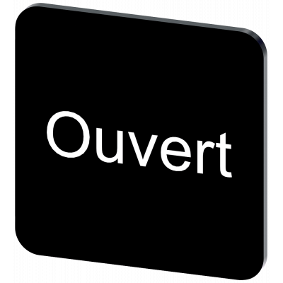 Labeling plate 22 x 22 mm, label black, labeling: OUVERT. 3SU19000AF160GJ0