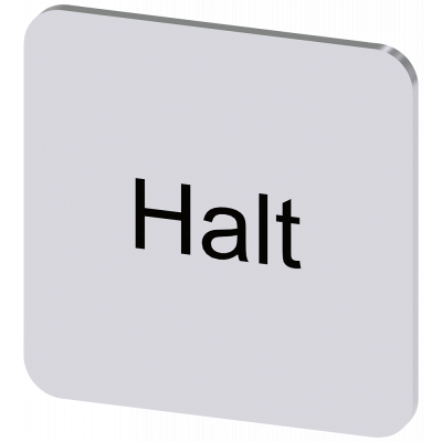 Labeling plate 22x22 mm, silver-colored label, labeling: Halt. 3SU19000AF810AK0