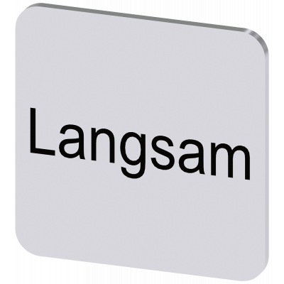 Labeling plate 22x22 mm, silver-colored label, labeling: Langsam. 3SU19000AF810AN0