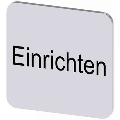 Labeling plate 22x22 mm, silver-colored label, labeling: Einrichten. 3SU19000AF810AR0