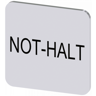 Labeling plate 22x22 mm, silver-colored label, labeling: Not-Halt. 3SU19000AF810AT0