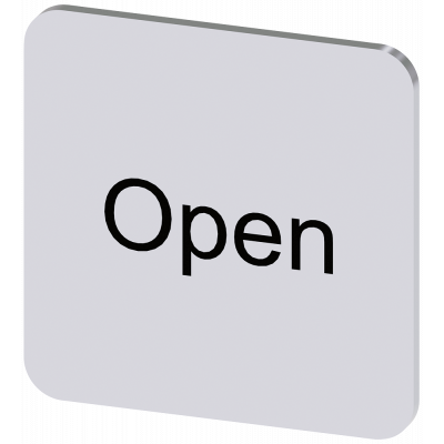 Labeling plate 22x22 mm, silver-colored label, labeling: Open. 3SU19000AF810DW0