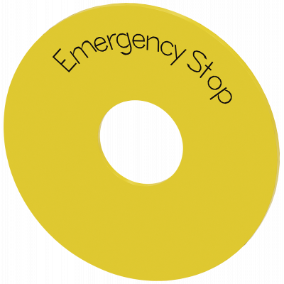 Backing plate for NOT-HALT yellow with inscription: EMERGENCY STOP. 3SU19000BB310DA0