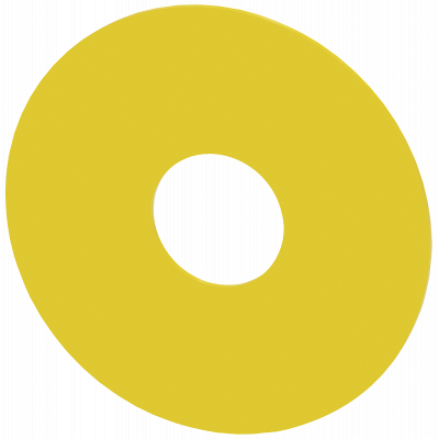 Backing plate for emergency stop mushroom pushbutton, yellow, external d. 75 mm, inside d. 23 mm. 3SU19000BC310AA0