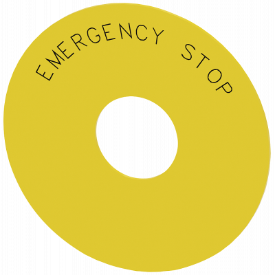 Backing plate round, for emergency stop mushroom pushbutton, yellow: Emergency Stop. 3SU19000BC310DA0