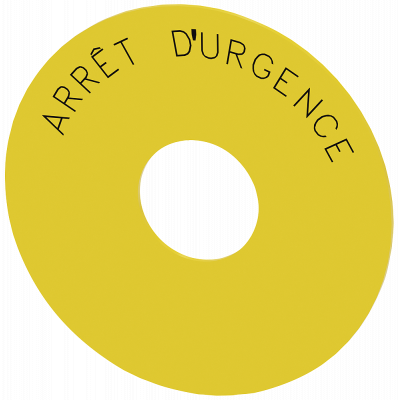 Backing plate round, for emergency stop mushroom pushbutton, yellow: Arret D'URGENCE. 3SU19000BC310GQ0