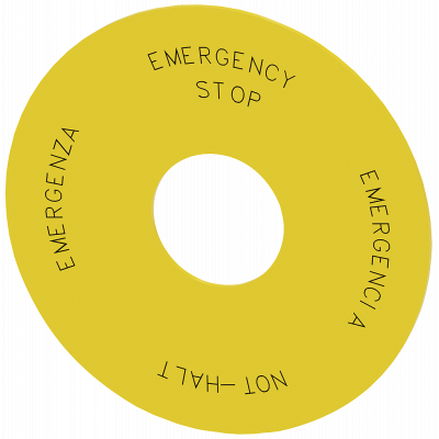 Backing plate round, for emergency stop mushroom pushbutton, yellow, labeling: Not-Halt. 3SU19000BC310NB0