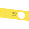 Backing plate for emergency stop mushroom pushbutton, yellow, inscription: Not-Halt. 3SU19000BE310AS0