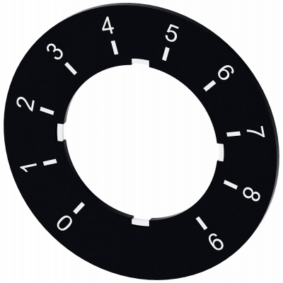 Potentiometer label, black label, labeling: 0-9. 3SU19000BG160RT0