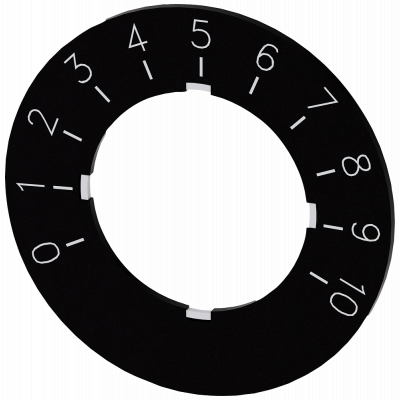 Potentiometer label, black label, white font, 0-10. 3SU19000BG160SA0