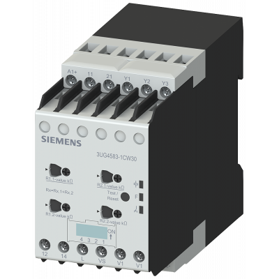 Isolation monitoring relay for non-grounded (IT) networks up to 400 V AC, 15-400 Hz. 3UG45831CW30