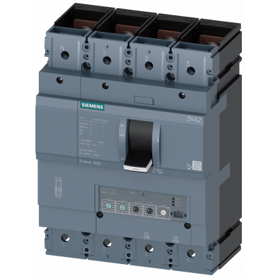 circuit breaker 3VA2 IEC frame 630 breaking capacity class L Icu=150kA @ 415V 4-pole, line protection ETU350, LSI, In=400A overload protection Ir=160A. 3VA24408HN420AA0