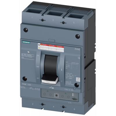 circuit breaker 3VA6 UL frame 800 max short-circuit curr. rating 100kA @ 480V w/o contactor 3-pole, mot. starter protection ETU310M, I, In=800A withou. 3VA65801MS320AA0