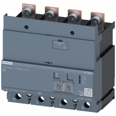 Residual current ammeter RCD820 advanced RCD type A mounted at bottom rated fault current 0.03 to 30 A at 50/60 Hz adjustable TV 0 to 10,000 msec 4-po. 3VA92240RL30