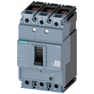 Circuit breaker 3VM1 IEC frame 160 breaking capacity class M Icu=55 kA @ 415 V 3-pole.. 3VM11105MH320AA0