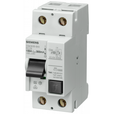 RCCB, 2-pole, type A, In: 125 A, 100 mA, Un AC: 230 V. 5SM34156KK