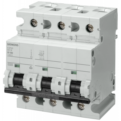 Miniature circuit breaker, 400 V, Icn: 10 kA, 3P, C-Char, In: 100 A. 5SP43917