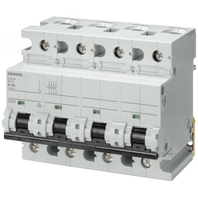 Miniature circuit breaker, 400 V, Icn: 10 kA, 4P, D-Char, In: 100 A. 5SP44918